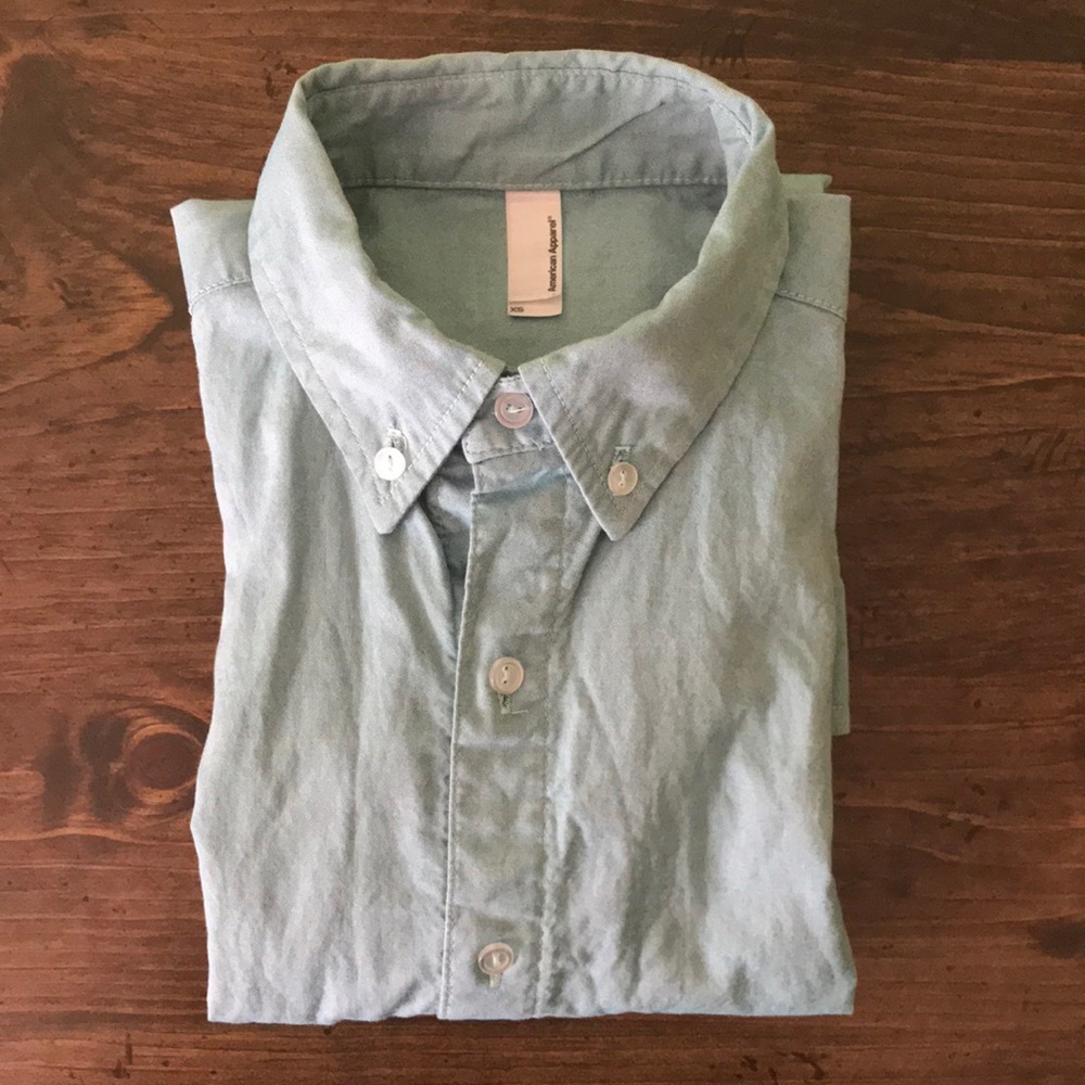 American Apparel Long Sleeve Blue-Green Shirt